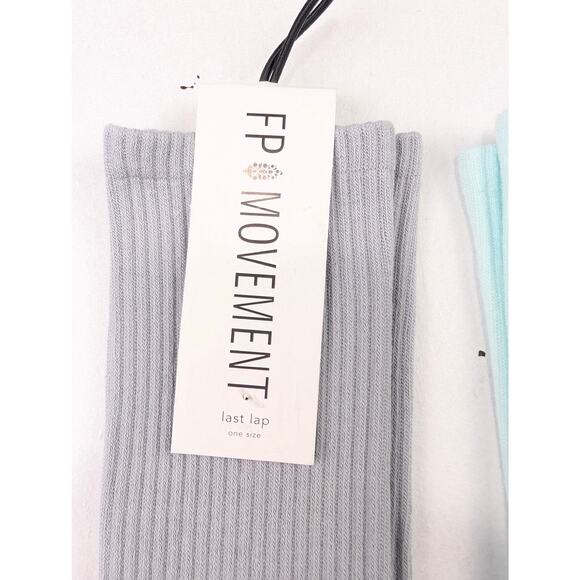 FP Movement Women's Last Lap Light Gray and Teal Tube Socks One Size - Picture 2 of 4